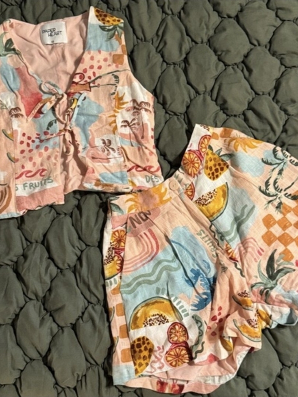 Paper Heart Pink Tropical Fruit High-Rise Shorts